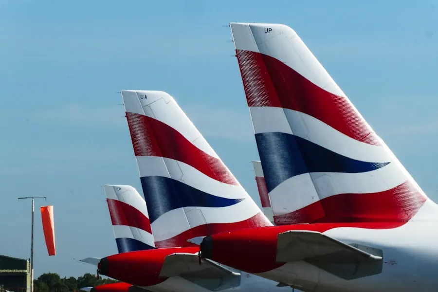 Airliner tail fins in airline livery